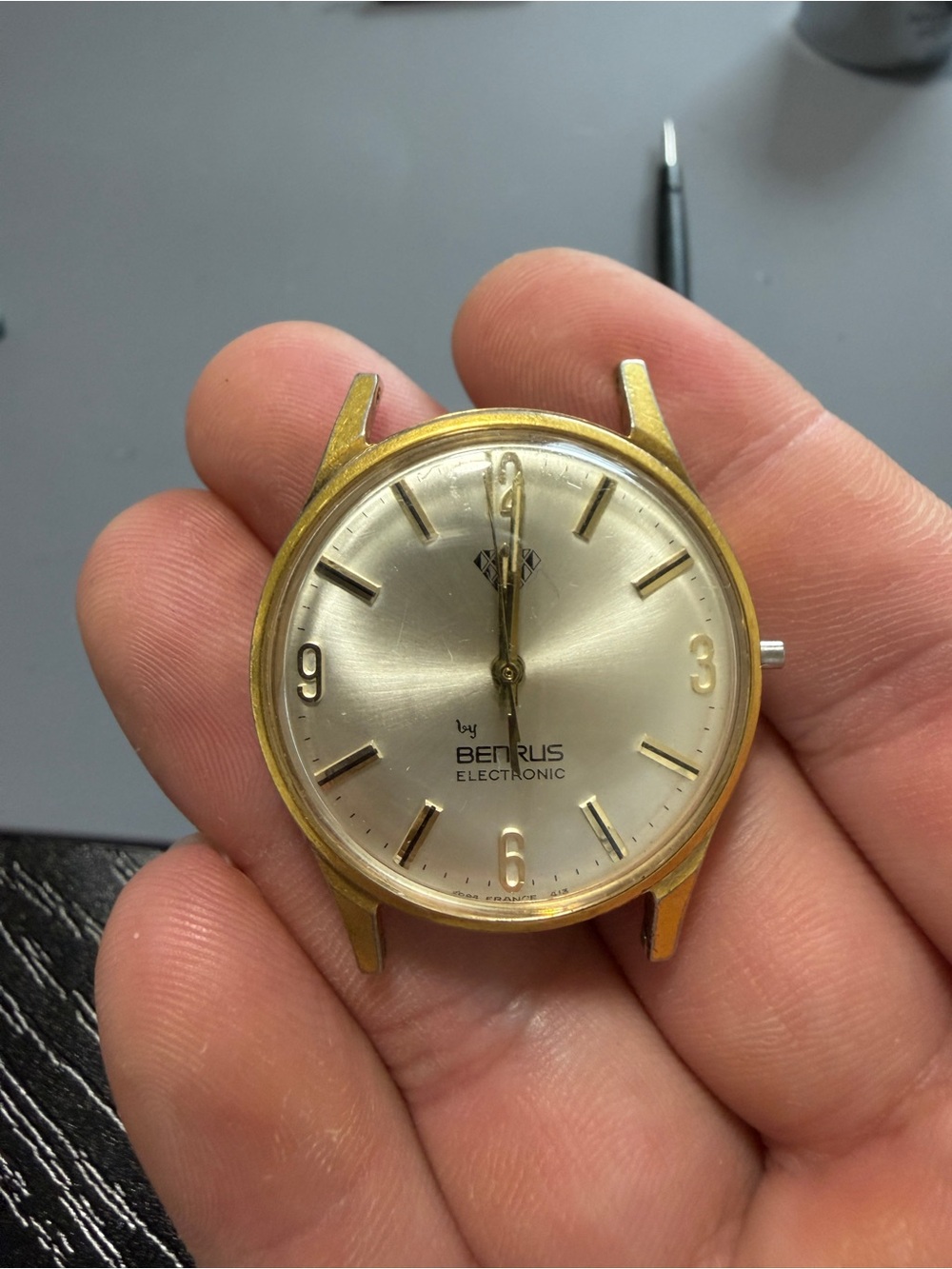 60s/70s Benrus Gold-Tone Men's Dress Watch Head